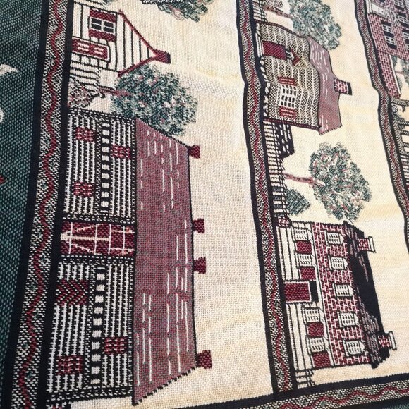 Bob Timberlake Salem Town Triple Woven Afghan Throw Blanket Cottages Burgundy - Picture 6 of 9